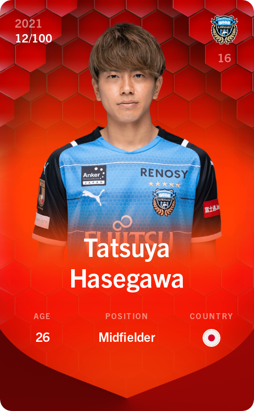 Sorare - Sorare Official - Tatsuya Hasegawa 2021-22 • Rare 12/100 - NFT # 102910228022610474153627399864398271833328666010099624949269168844539028941324