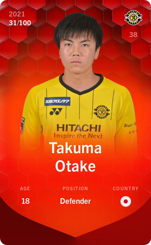 Sorare - Sorare Official - Takuma Otake 2021-22 • Rare 31/100 - NFT # 91635029705671194626809410945834366080439471341035242136673426127676392673612