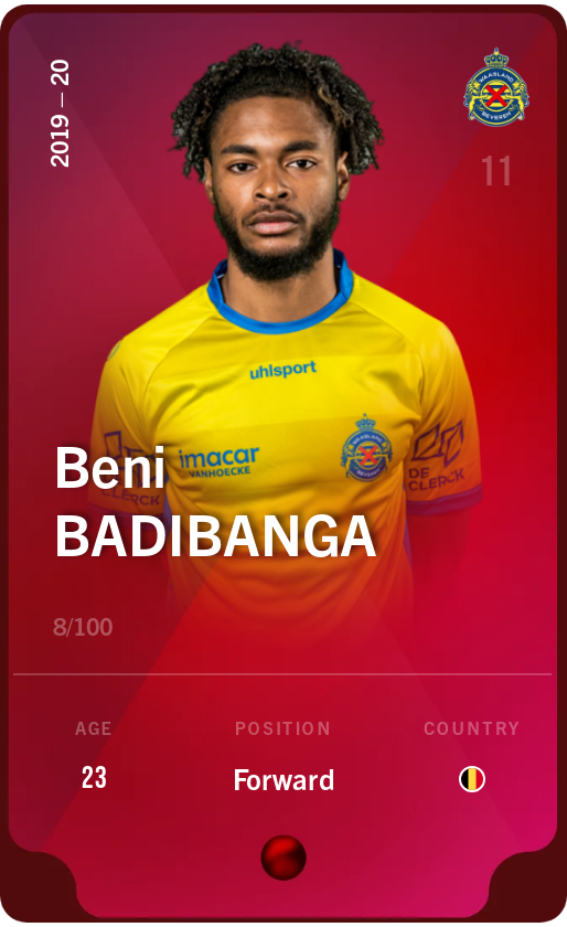 Sorare - Sorare Official - Beni Badibanga 2019-20 • Rare 8/100 - NFT # 3055854346786525575881005280424745196653127842807780017463527827220218022327