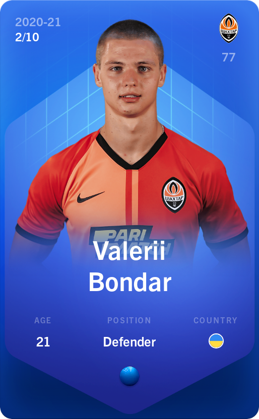 Sorare - Sorare Official - Valerii Bondar 2020-21 • Super Rare 2/10 - NFT # 108891939809936312964245983744729760731170041825445966632722818680706248052360
