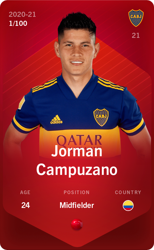 Sorare - Sorare Official - Jorman Campuzano 2020-21 • Rare 1/100 - NFT # 61189355103008611037235344519466426913475140809935095527549125028914455465561