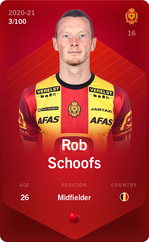 Sorare - Sorare Official - Rob Schoofs 2020-21 • Rare 3/100 - NFT # 68072296457930133760803957678248163125857233585457341743006182936481432158871