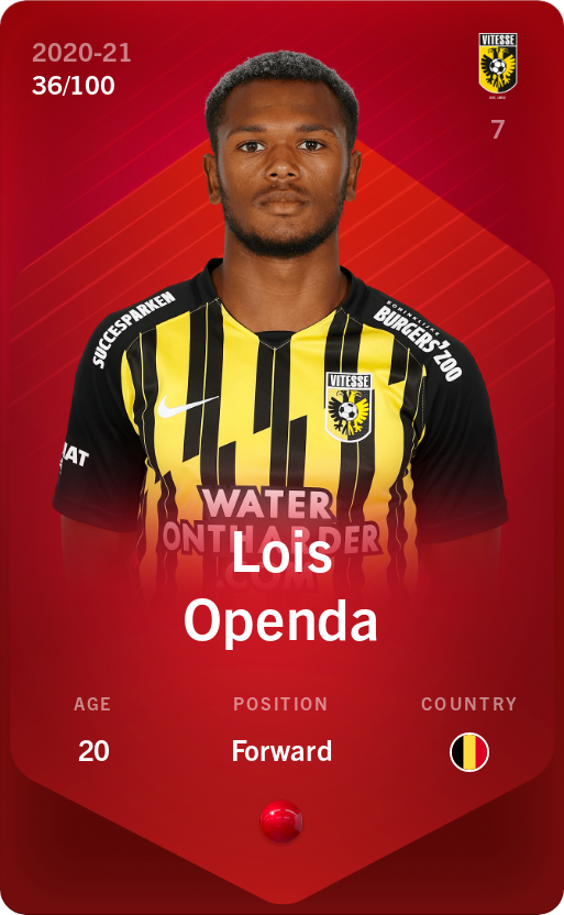 Sorare - Sorare Official - Lois Openda 2020-21 • Rare 36/100 - NFT # 79747321059013760708977412731676350932476546121850155861721119406545137226898