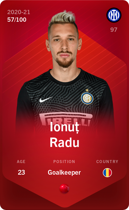 Sorare - Sorare Official - Ionuț Radu 2020-21 • Rare 57/100 - NFT # 42948506170394308002261073949361457351141766425654537580195034988344951504479