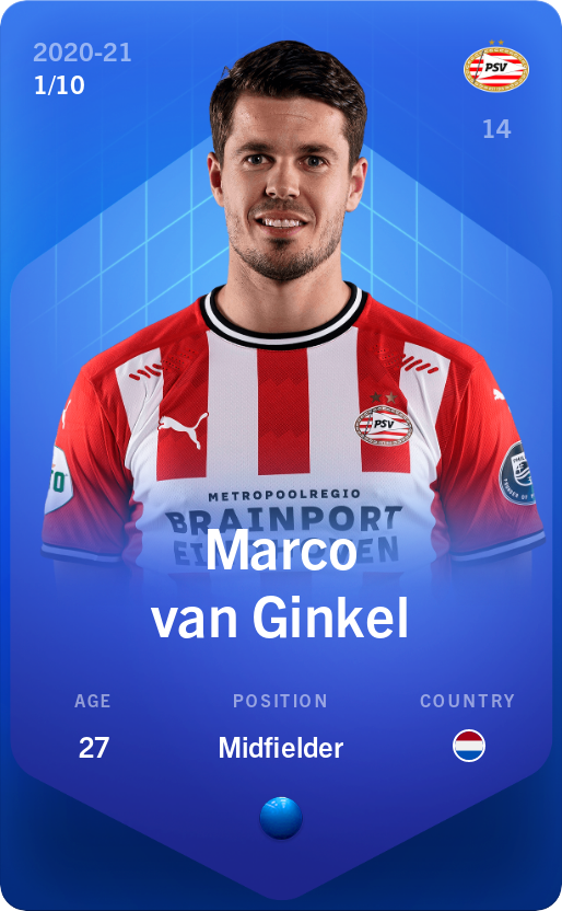 Sorare - Sorare Official - Marco van Ginkel 2020-21 • Super Rare 1/10 - NFT # 93808292715012897100018084431499777612322646697617318725861515000537530290614