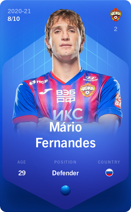 Sorare - Sorare Official - Mário Fernandes 2020-21 • Super Rare 8/10 - NFT # 60960621407763990393504013940248440522118279095127573329385869254094748335548