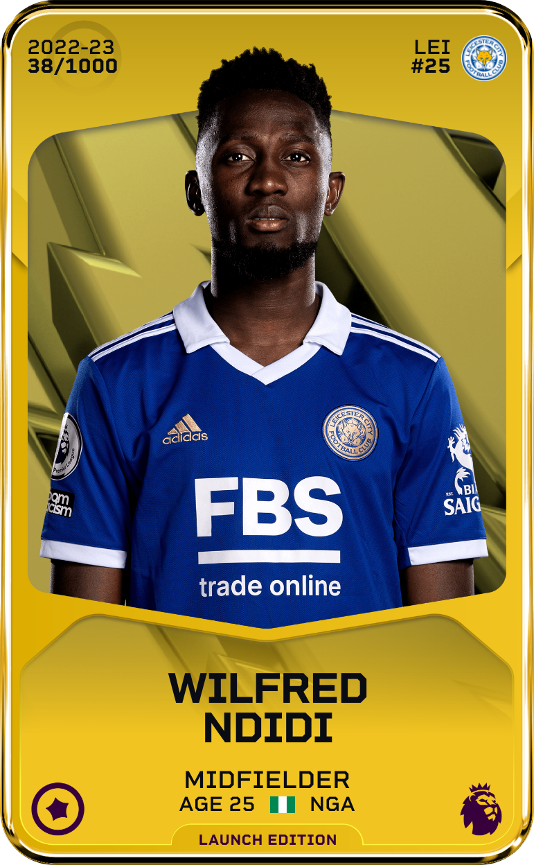 Sorare - Sorare Official - Wilfred Ndidi 2022-23 • Limited 38/1000 - NFT # 103638556927939175680027426493629710740650116160127954959498174011659537911113