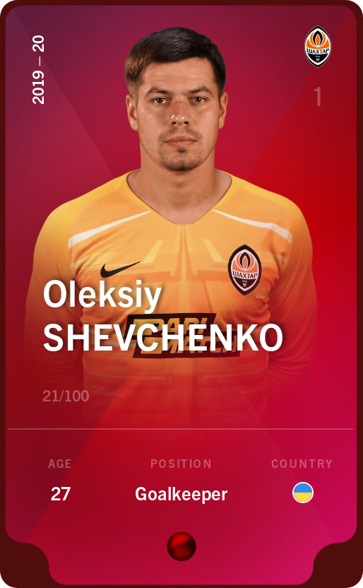 Sorare - Sorare Official - Oleksiy Shevchenko 2019-20 • Rare 21/100 - NFT # 18804279272212136745967865308112413942163509432443107700251329692867825509653