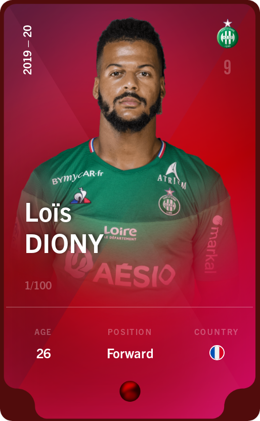 Sorare - Sorare Official - Loïs Diony 2019-20 • Rare 1/100 - NFT # 58605122976222173385962568752069314328961104144572437414361006570827747804292