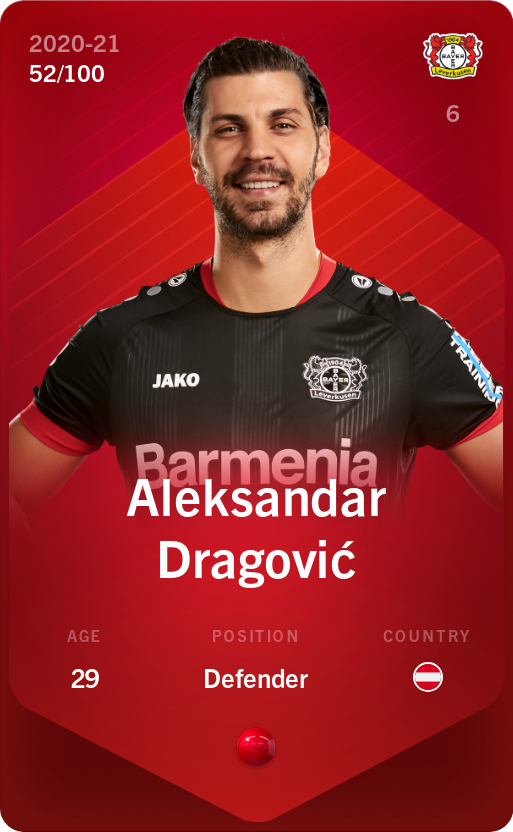Sorare - Sorare Official - Aleksandar Dragović 2020-21 • Rare 52/100 - NFT # 61019422642182303380890866943841252937892381017955668606563775137503603602468