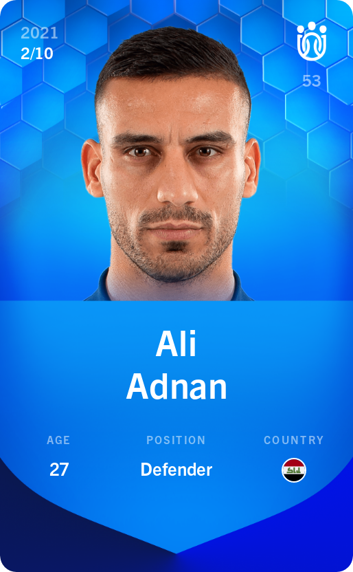 Sorare - Sorare Official - Ali Adnan 2021-22 • Super Rare 2/10 - NFT # 109101607527485068636839606711087187819675629688036522405260807284437179054540