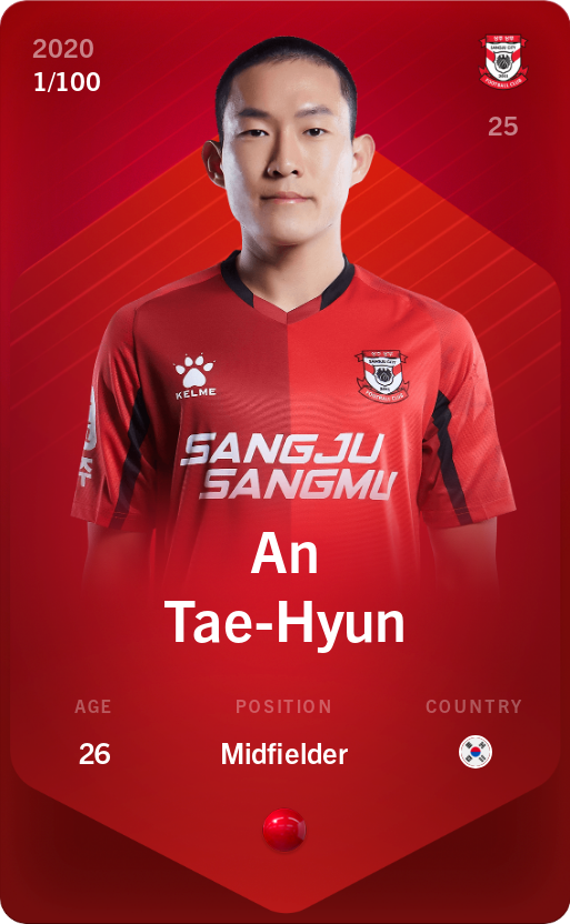 Sorare - Sorare Official - An Tae-Hyun 2020-21 • Rare 1/100 - NFT # 36852279045617728655609602603360296450125553363022509745883485689399585344658