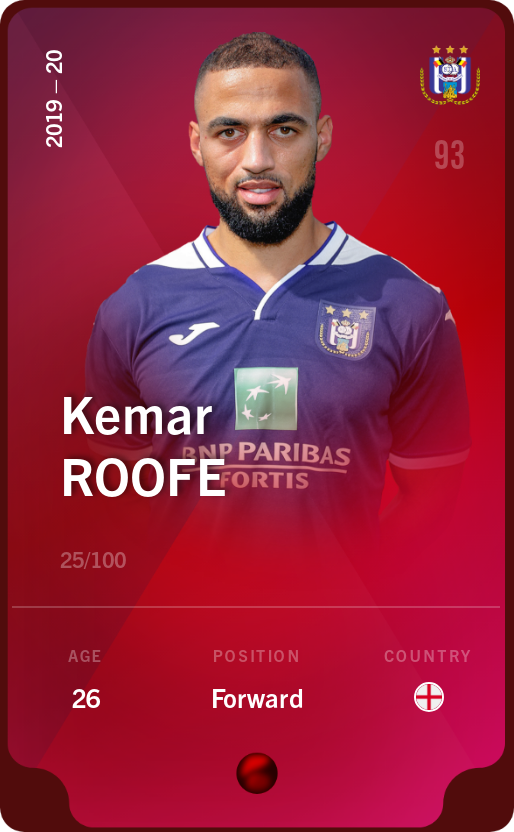 Sorare - Sorare Official - Kemar Roofe 2019-20 • Rare 25/100 - NFT # 36519687507531760210524603808818260561606236077157580415931567045039952013228