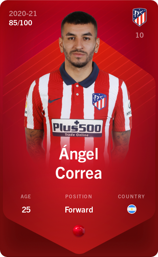 Sorare - Sorare Official - Ángel Correa 2020-21 • Rare 85/100 - NFT # 8954064805464590451028407298372309590708114888561467599251840089798825455416