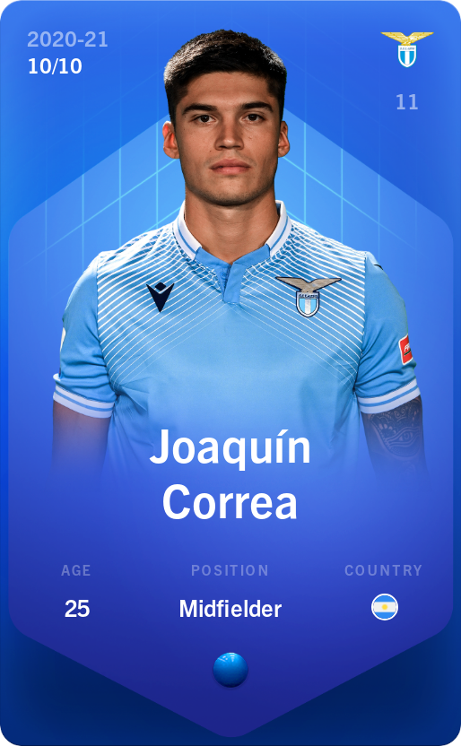 Sorare - Sorare Official - Joaquín Correa 2020-21 • Super Rare 10/10 - NFT # 101690034408061277493498605681238116297445887931631952624059236934629337900023