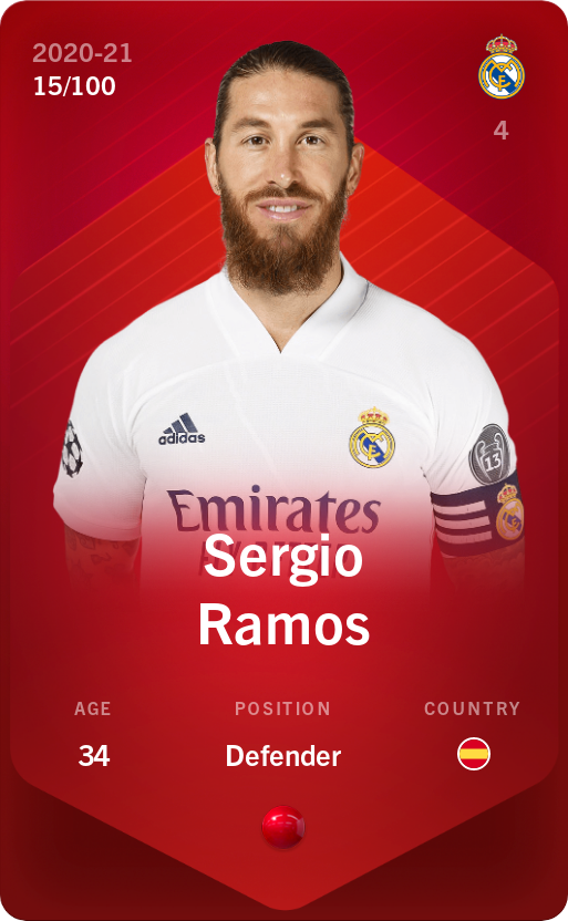 Sorare - Sorare Official - Sergio Ramos 2020-21 • Rare 15/100 - NFT # 47872810212812971284239210243458884896141666244290355044653555813427511480001