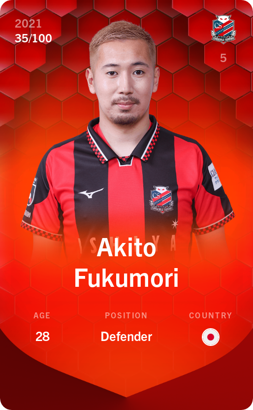 Sorare - Sorare Official - Akito Fukumori 2021-22 • Rare 35/100 - NFT # 114844326772755435096627321119994277618140731625616831052721686222974475837683