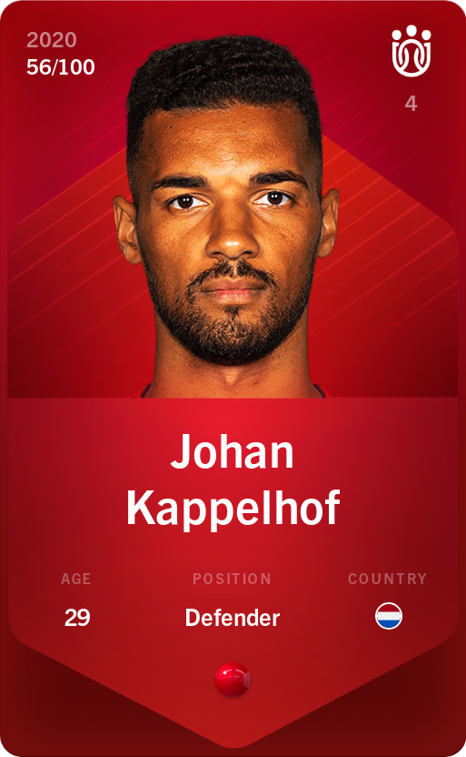 Sorare - Sorare Official - Johan Kappelhof 2020-21 • Rare 56/100 - NFT # 73284082733826079603991693885578980600355276498455450730709902628430783137418