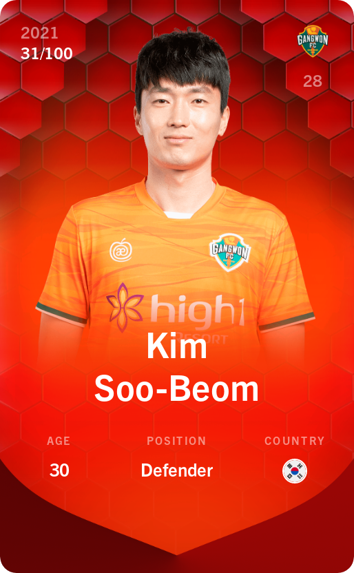Sorare - Sorare Official - Kim Soo-Beom 2021-22 • Rare 31/100 - NFT # 110579231861164998151001703234125875990843373160258610292989978980290475084460