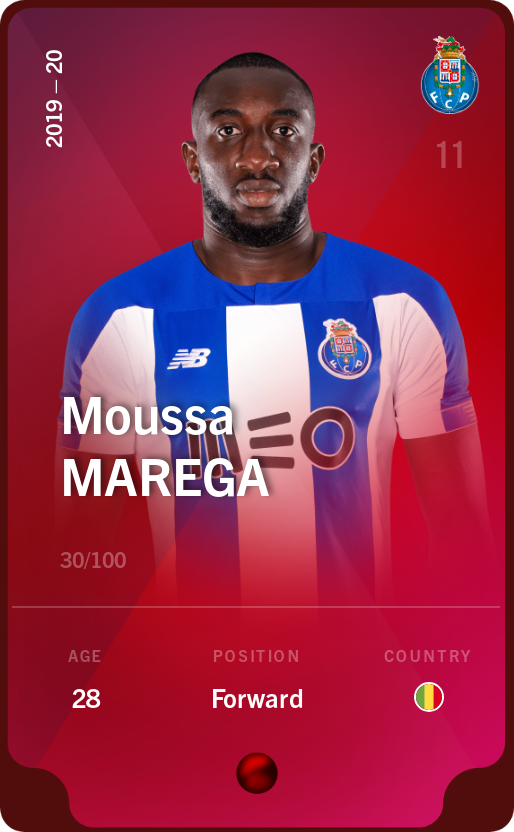Sorare - Sorare Official - Moussa Marega 2019-20 • Rare 30/100 - NFT # 53498273495724170428791100121452478465420161123121373396376215119461107000564