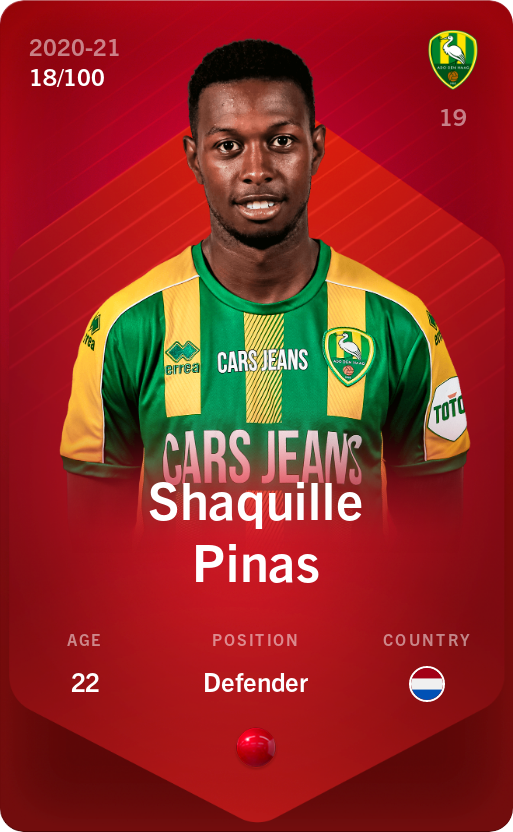Sorare - Sorare Official - Shaquille Pinas 2020-21 • Rare 18/100 - NFT # 49178356763047914882365756209706912106146814851962777729328098020045065746073