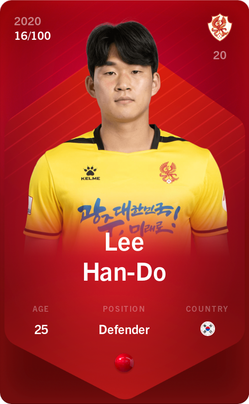 Sorare - Sorare Official - Lee Han-Do 2020-21 • Rare 16/100 - NFT # 43407924794880433645807307364481020038256249139827991925775923729021432073377