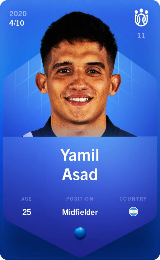 Sorare - Sorare Official - Yamil Asad 2020-21 • Super Rare 4/10 - NFT # 6387213757800739270941008265464621848809667951462635375429389425610514689959