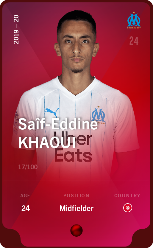 Sorare - Sorare Official - Saîf-Eddine Khaoui 2019-20 • Rare 17/100 - NFT # 48347660647103593705540962235872168108980934292531015405253182486504329388471