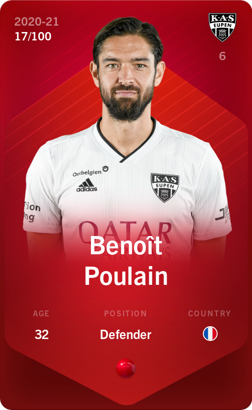 Sorare - Sorare Official - Benoît Poulain 2020-21 • Rare 17/100 - NFT # 102521494232945714133076927800529870938623020477114809239775294660959212944367