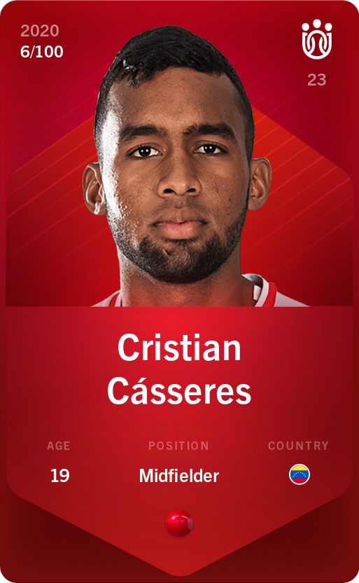 Sorare - Sorare Official - Cristian Cásseres 2020-21 • Rare 6/100 - NFT # 38239541089253784941470840579089137933912843942427529582603955287045257218030