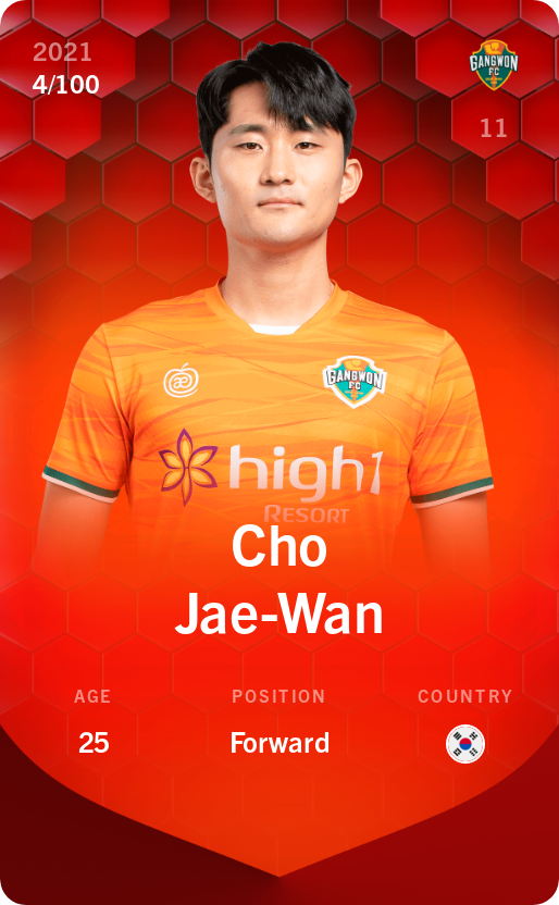Sorare - Sorare Official - Cho Jae-Wan 2021-22 • Rare 4/100 - NFT # 5917710191456291819712156465836158038899484470006265671227624561207242892388