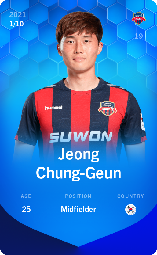 Sorare - Sorare Official - Jeong Chung-Geun 2021-22 • Super Rare 1/10 - NFT # 76200146709846047274160665767509444155138198477581024022466328315330578538514