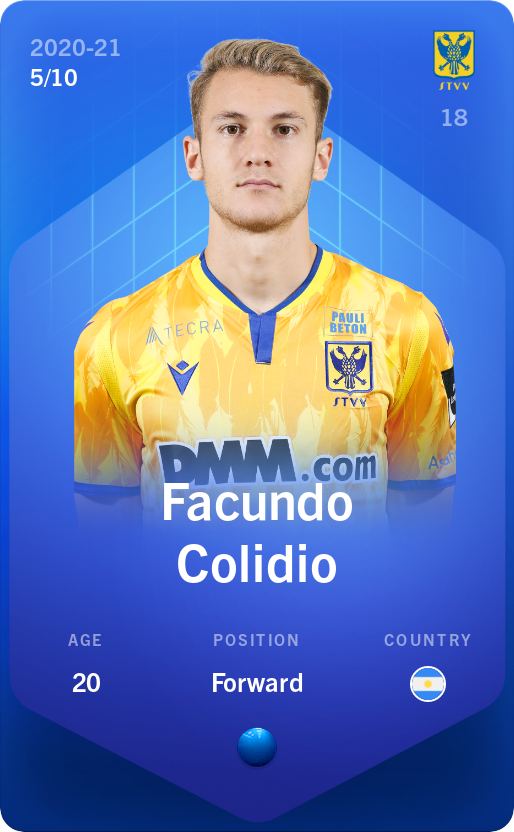 Sorare - Sorare Official - Facundo Colidio 2020-21 • Super Rare 5/10 - NFT # 65684154330361614069847555921130714091045931180001506970446859229912705987852