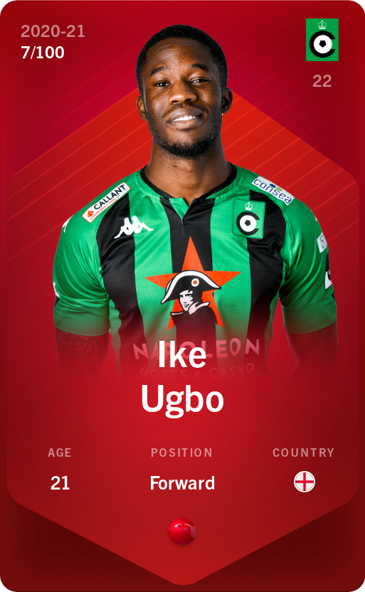 Sorare - Sorare Official - Ike Ugbo 2020-21 • Rare 7/100 - NFT # 73497221236464898420989116153476545927989208798940141163388550694961598450296