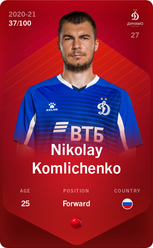 Sorare - Sorare Official - Nikolay Komlichenko 2020-21 • Rare 37/100 - NFT # 100972171958957659438777248279170400993910001930198478077683691479335093308460