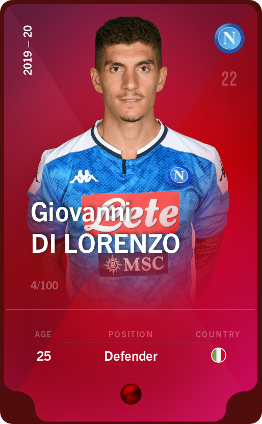 Sorare - Sorare Official - Giovanni Di Lorenzo 2019-20 • Rare 4/100 - NFT # 37935891539113636343948582025663395906790395593123417274335348717005724111281
