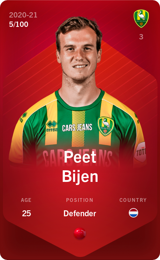 Sorare - Sorare Official - Peet Bijen 2020-21 • Rare 5/100 - NFT # 1732531454908593929139212809109221983476647044469311888545616430559209453997