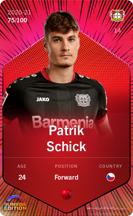 Sorare - Sorare Official - Patrik Schick 2020-21 • Rare 75/100 - NFT # 35468436116029272236293173597818027543344644672763224668112479795110448440433