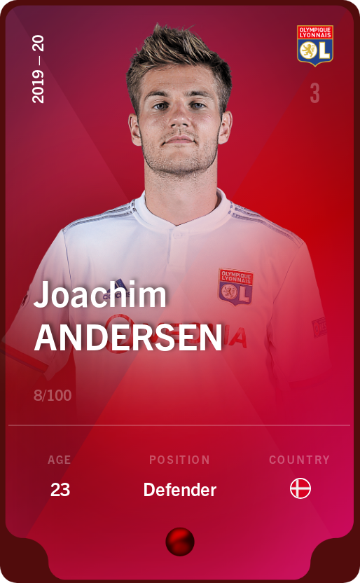 Sorare - Sorare Official - Joachim Andersen 2019-20 • Rare 8/100 - NFT # 83020481996058440527299749106439670614637317306630397247530507599467285842381