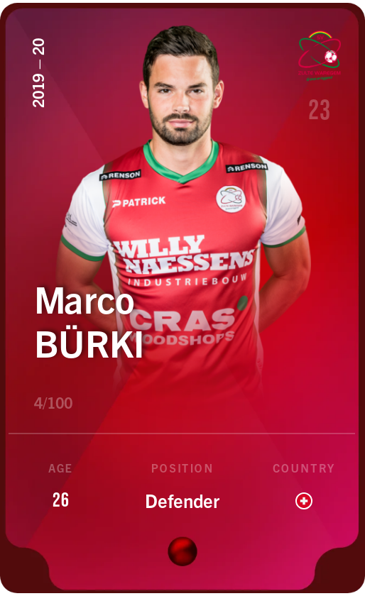 Sorare - Sorare Official - Marco Bürki 2019-20 • Rare 4/100 - NFT # 72720369674520482362902346565667301529089785444211587935981912704363973432476