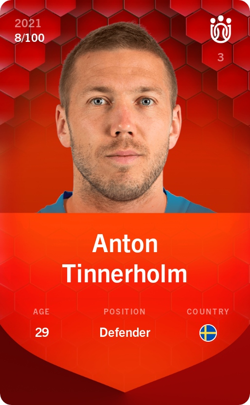 Sorare - Sorare Official - Anton Tinnerholm 2021-22 • Rare 8/100 - NFT # 25819253220323039373262546566561845173808734954993531155430268093640207749003