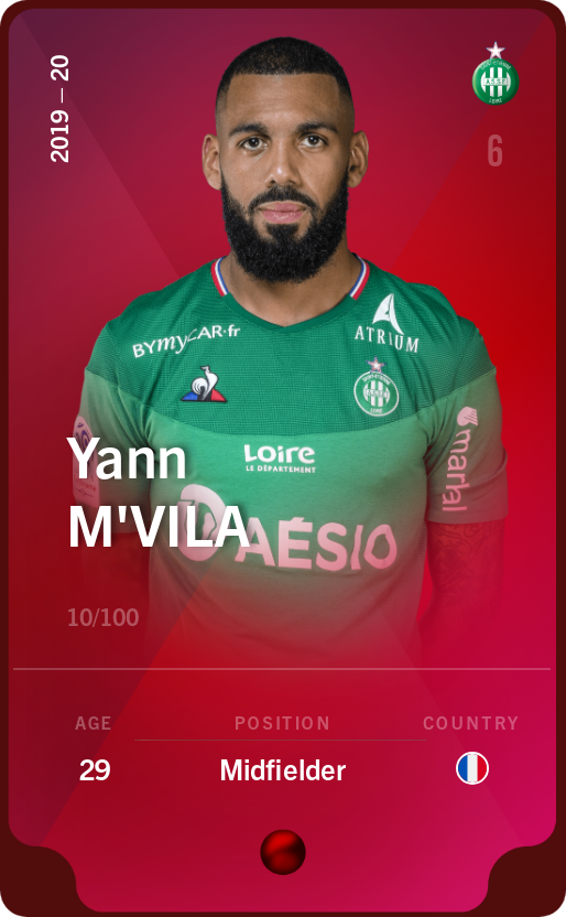 Sorare - Sorare Official - Yann M'Vila 2019-20 • Rare 10/100 - NFT # 25858952162182257601432117186557929864080721915832766106671698291351914198928