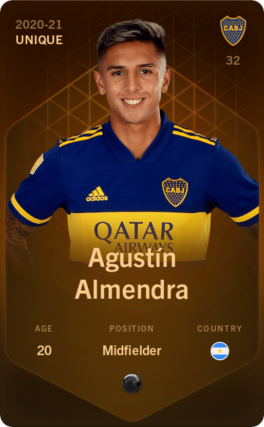 Sorare - Sorare Official - Agustín Almendra 2020-21 • Unique - NFT # 49867925591928485689851850583606005896801554802976958083546703074753126839931