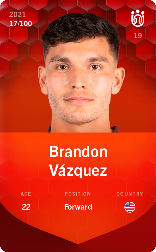 Sorare - Sorare Official - Brandon Vázquez 2021-22 • Rare 17/100 - NFT # 109666906939977427081334395713483294569098495870462029115103616763171819974916