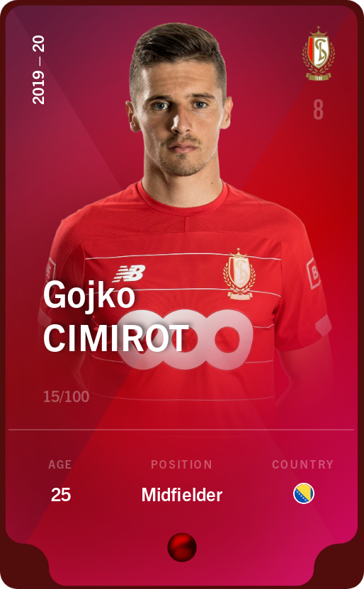 Sorare - Sorare Official - Gojko Cimirot 2019-20 • Rare 15/100 - NFT # 8271789491918821013216545711047714386413009581457744681568153272063376645800