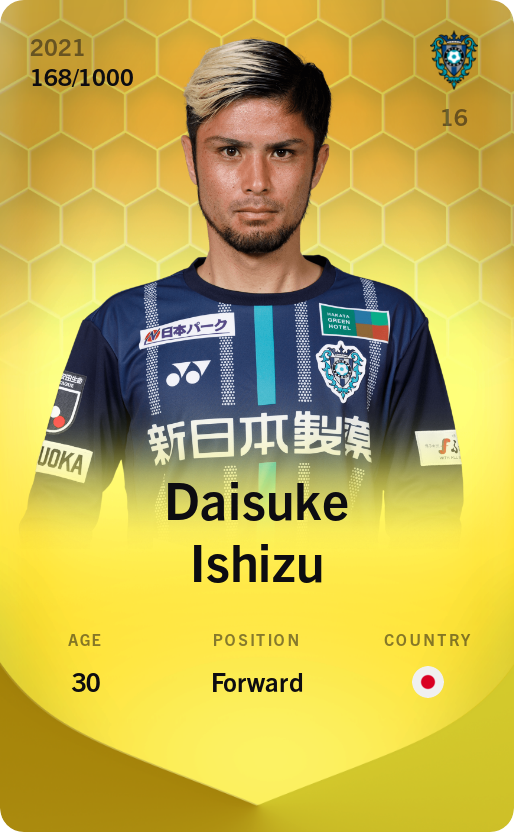 Sorare - Sorare Official - Daisuke Ishizu 2021-22 • Limited 168/1000 - NFT # 54740465368166537898907254920951407916116241574964040882295374653935699163515