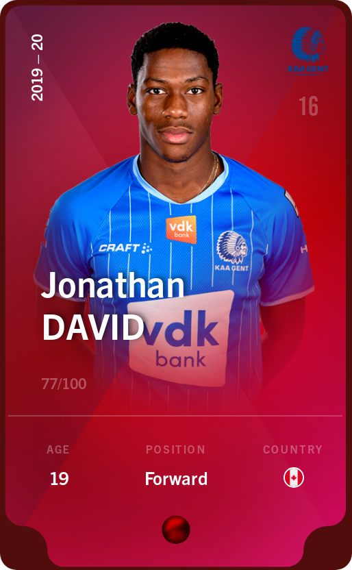 Sorare - Sorare Official - Jonathan David 2019-20 • Rare 77/100 - NFT # 110100690480058329397713877999915162588706879614737400434245978227744701287102