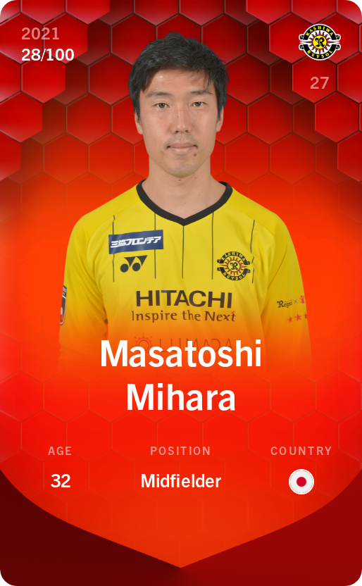 Sorare - Sorare Official - Masatoshi Mihara 2021-22 • Rare 28/100 - NFT # 52436558752194093943098909326468474727388072165511209746186452218622961642514