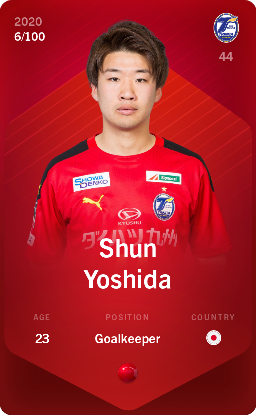 Sorare - Sorare Official - Shun Yoshida 2020-21 • Rare 6/100 - NFT # 13545320575754160617124117552582469223453775024439420736028194569175686608703