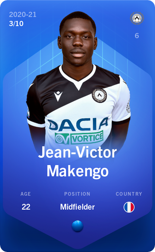Sorare - Sorare Official - Jean-Victor Makengo 2020-21 • Super Rare 3/10 - NFT # 41447629646365597859165390227109363585834469654276908217349964147923346766158